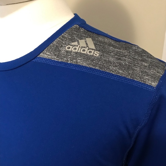 Adidas Climalite Techfit Athletic Gym Shirt Blue - Picture 2 of 5